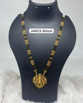 Premium quality one gram gold 3 lines 30 inch karimani with laxmi pendent