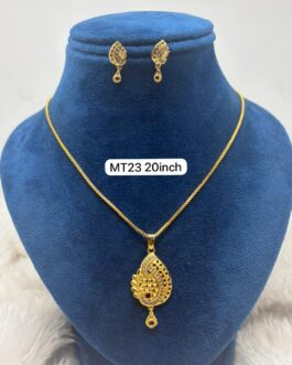 Premium quality one gram gold 20 inch chain with matching dollar and ear rings