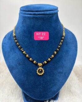Premium quality one gram gold 18 inch black beads necklace