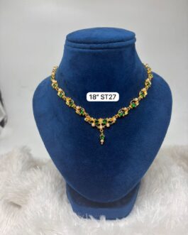 Premium quality one gram gold 18 inch pearl and stone work necklace