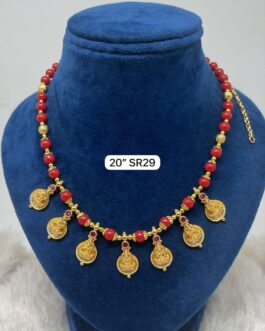 Premium quality One gram gold 20 inch Coral Laxmi necklace