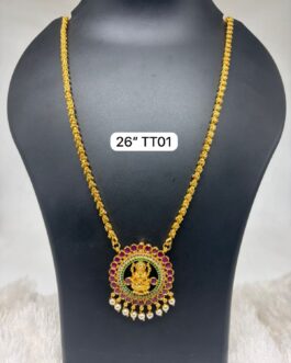 Premium quality one gram gold  Dashavathara chain with stone laxmi pendent