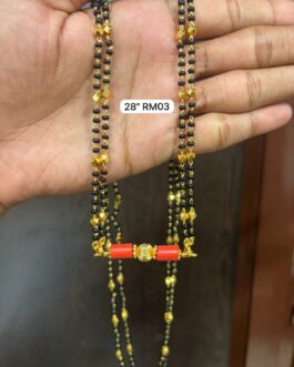 Premium quality One gram gold 28 inch karimani with asta patti gundu and GSB thali