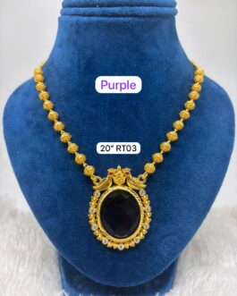 Premium quality One gram gold 20 inch ball chain with Purple stone pendent