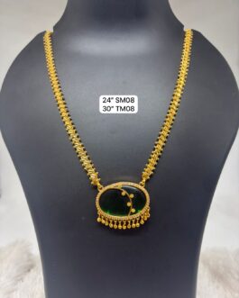 Premium quality one gram gold Golden chain with Natural stone pendent