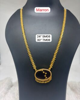 Premium quality one gram gold Golden chain with Natural stone pendent