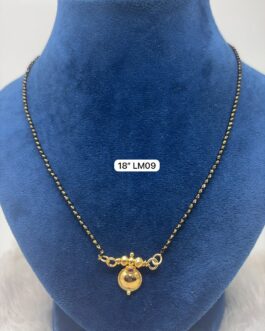 Premium quality one gram gold  18 inch zero black beads karimani with thali