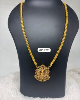 Premium quality One gram gold 24 inch Gazri chain with small stone pendent