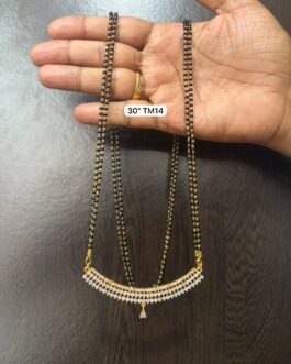 Premium quality One gram gold 30 inch black beads karimani with Big stone pendent