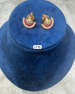 Premium quality one gram gold Pearl and stone design peacock ear rings