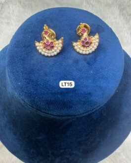 Premium quality one gram gold Pearl and stone design peacock ear rings