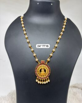 Premium quality one gram gold 24 inch pearl chain with laxmi pendent