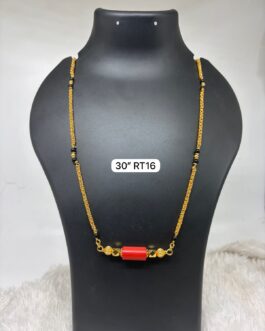 Premium quality one gram gold 30 inch karimani with Coral Thali