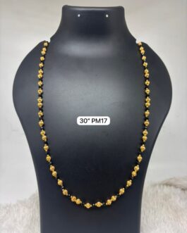 Premium quality one gram gold 30 inch black beads chain