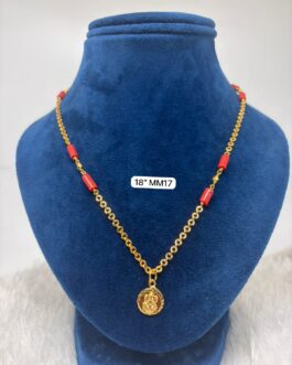 Premium quality one gram gold 18 inch Coral chain with laxmi pendent