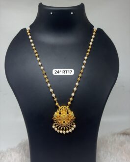 Premium quality one gram gold 24 inch pearl chain with laxmi pendent