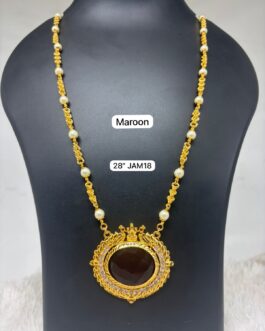 Premium quality one gram gold  Musti Pearl chain with Big stone pendent