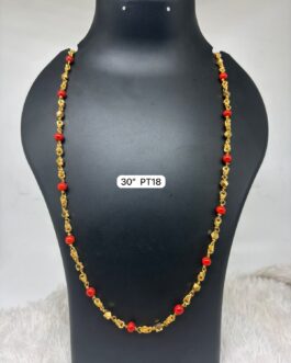Premium quality one gram gold Coral, Jeda and black beads chain