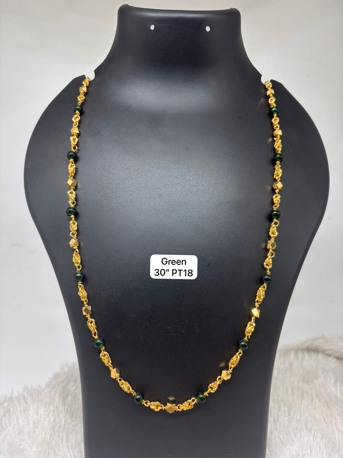 Premium quality one gram gold Coral, Jeda and black beads chain