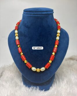 Premium quality one gram gold 18 inch coral necklace