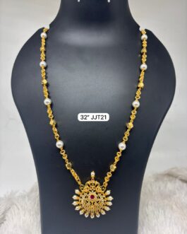 Premium quality one gram gold Mudi pearl chain with pearl pendent
