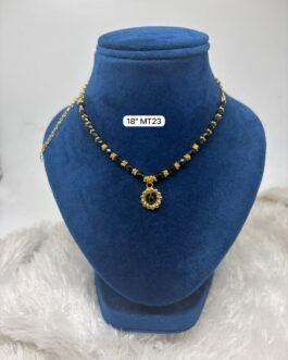 Premium quality One gram gold 18 inch black beads necklace
