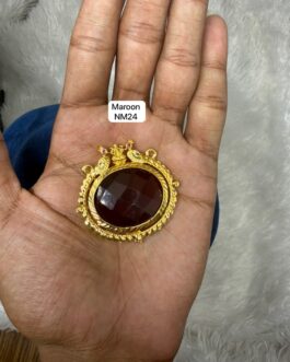 Premium quality one gram gold Maroon stone pendent