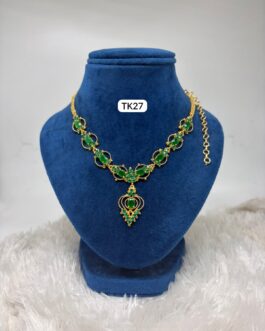 Premium quality one gram gold stone necklace
