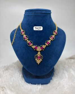 Premium quality one gram gold stone necklace
