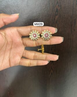 Premium quality one gram gold AD stone ear rings