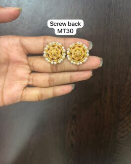 Premium quality one gram gold coral and pearl ear rings