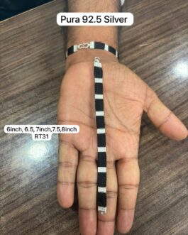 Premium quality black thread Pure 92.5 Silver bracelet Size 6,6.5,7,7.5 and 8 inches