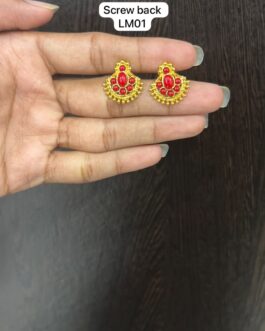 Premium quality one gram gold Coral and Jeda ear rings