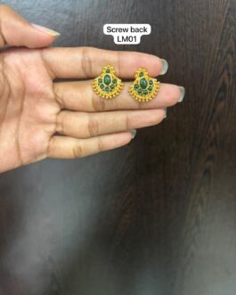 Premium quality one gram gold Coral and Jeda ear rings