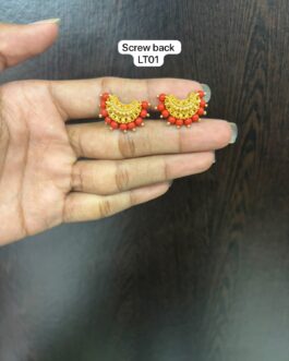 Premium quality one gram gold Coral ear rings