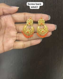 Premium quality one gram gold Coral ear rings