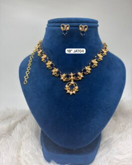 Premium quality one gram gold stone necklace with ear rings