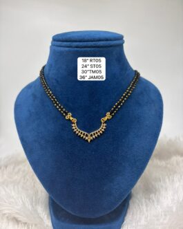 Premium quality One gram gold black beads karimani with AD stone pendent