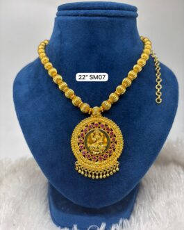 Premium quality one gram gold 22 inch Ball necklace with laxmi pendent