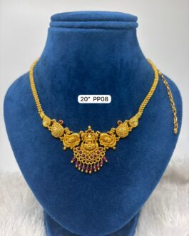 Premium quality one gram gold short laxmi necklace