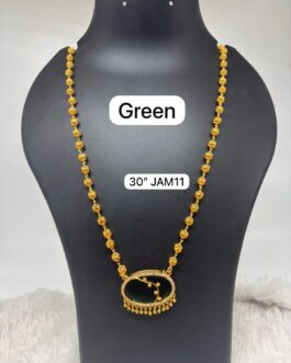 Premium quality one gram gold 30 inch nakshi ball chain with stone pendent