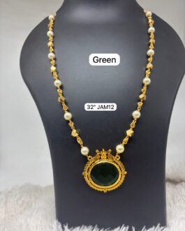 Premium quality one gram gold  Pearl chain with stone pendent