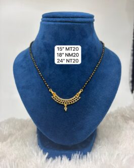 Premium quality one gram gold black beads karimani with AD stone pendent