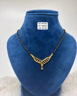 Premium quality one gram gold black beads karimani with AD stone pendent