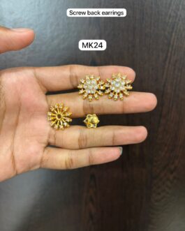 Premium quality one gram gold AD stone ear rings(2 in 1)