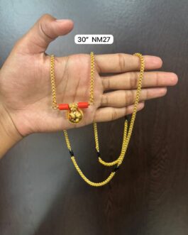 Premium quality one gram gold  30 inch single line karimani with Thali
