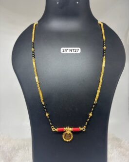 Premium quality one gram gold  24 inch single line karimani with Thali