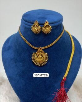 Premium quality Antique polish traditional laxmi necklace with ear rings Ear rings screw back. Necklace with adjustable dori