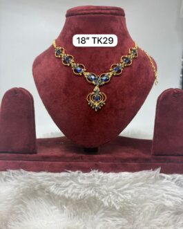 Premium quality one gram gold 18 inch blue stone necklace
