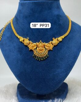 Premium quality one gram gold short laxmi necklace